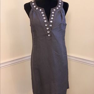 Gemstone V-neck Linen Blend Dress Sz Small